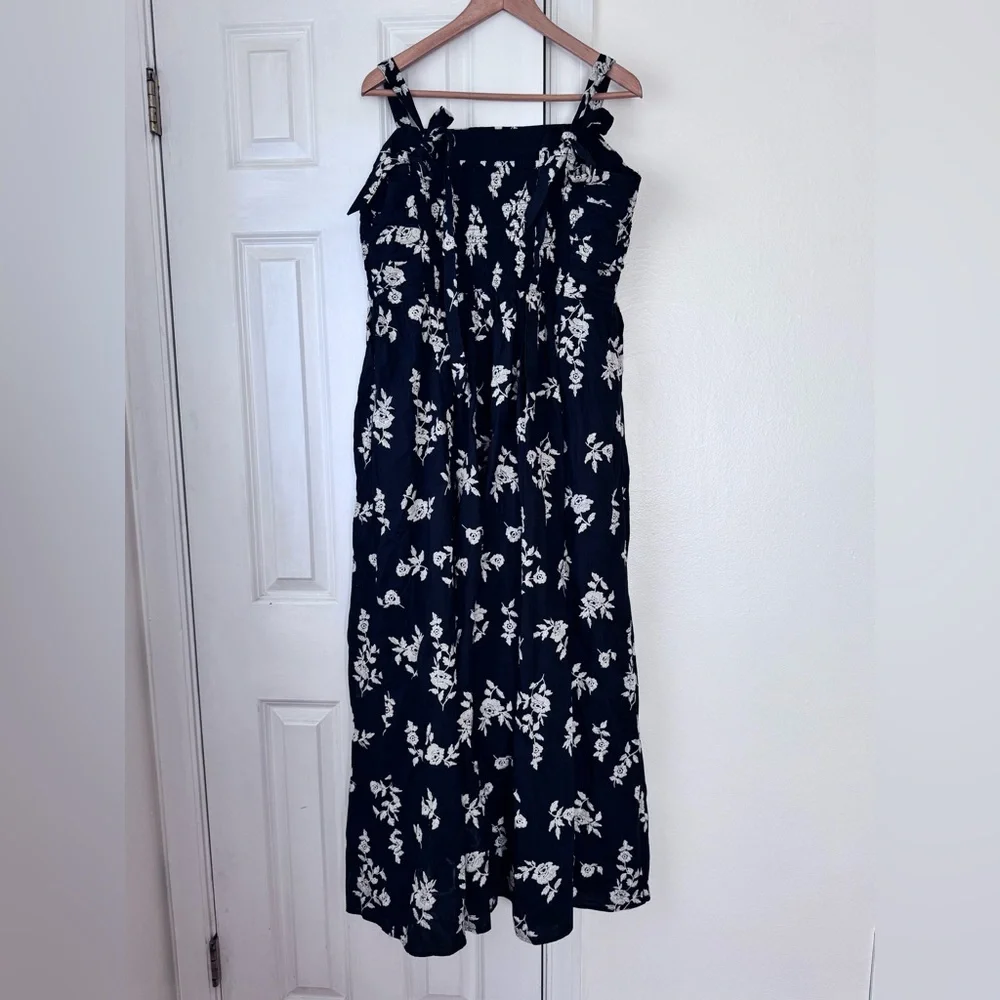 Abercrombie & Fitch Emerson Tie-Strap Maxi Black Floral Dress XLT - Picture 7 of 11